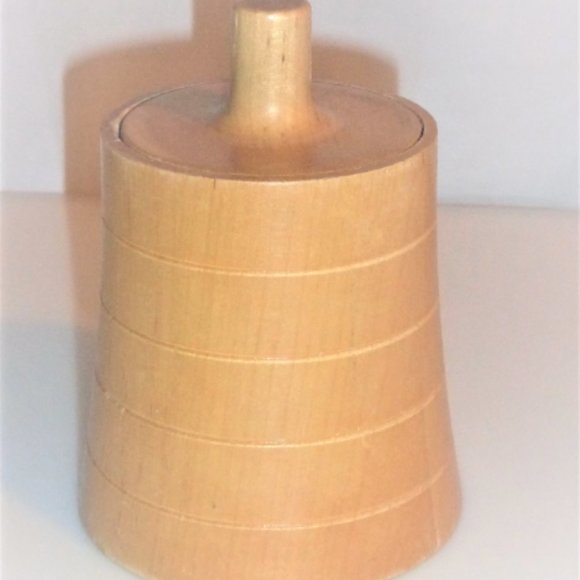 BX73bsm - Wood Carved SUGAR JAR Trinket Matches Jewelry Key Holder Candy Jar - Picture 5 of 5